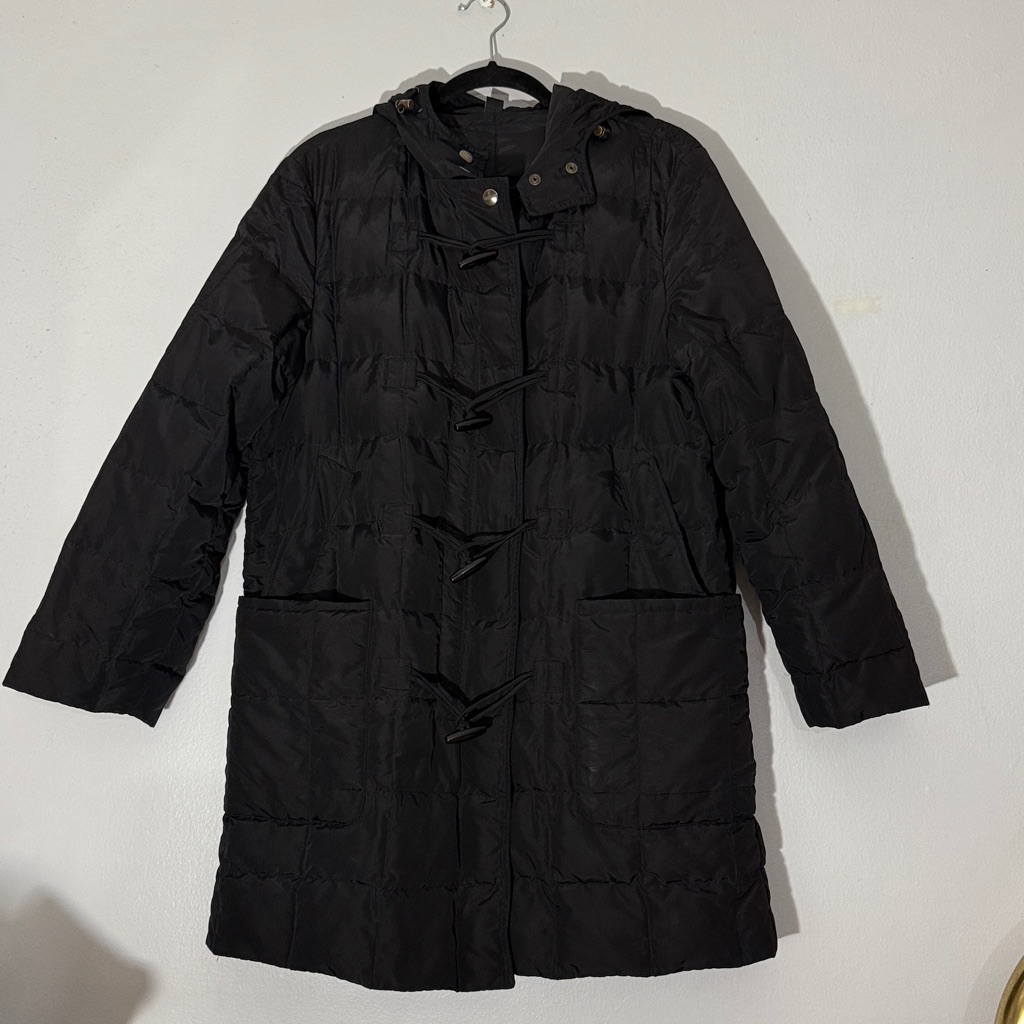 Max Mara Black Quilted Toggle Coat Size &